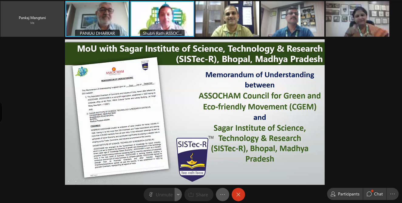 memorandum of understanding, assocham gem, sagar institute of science technology research